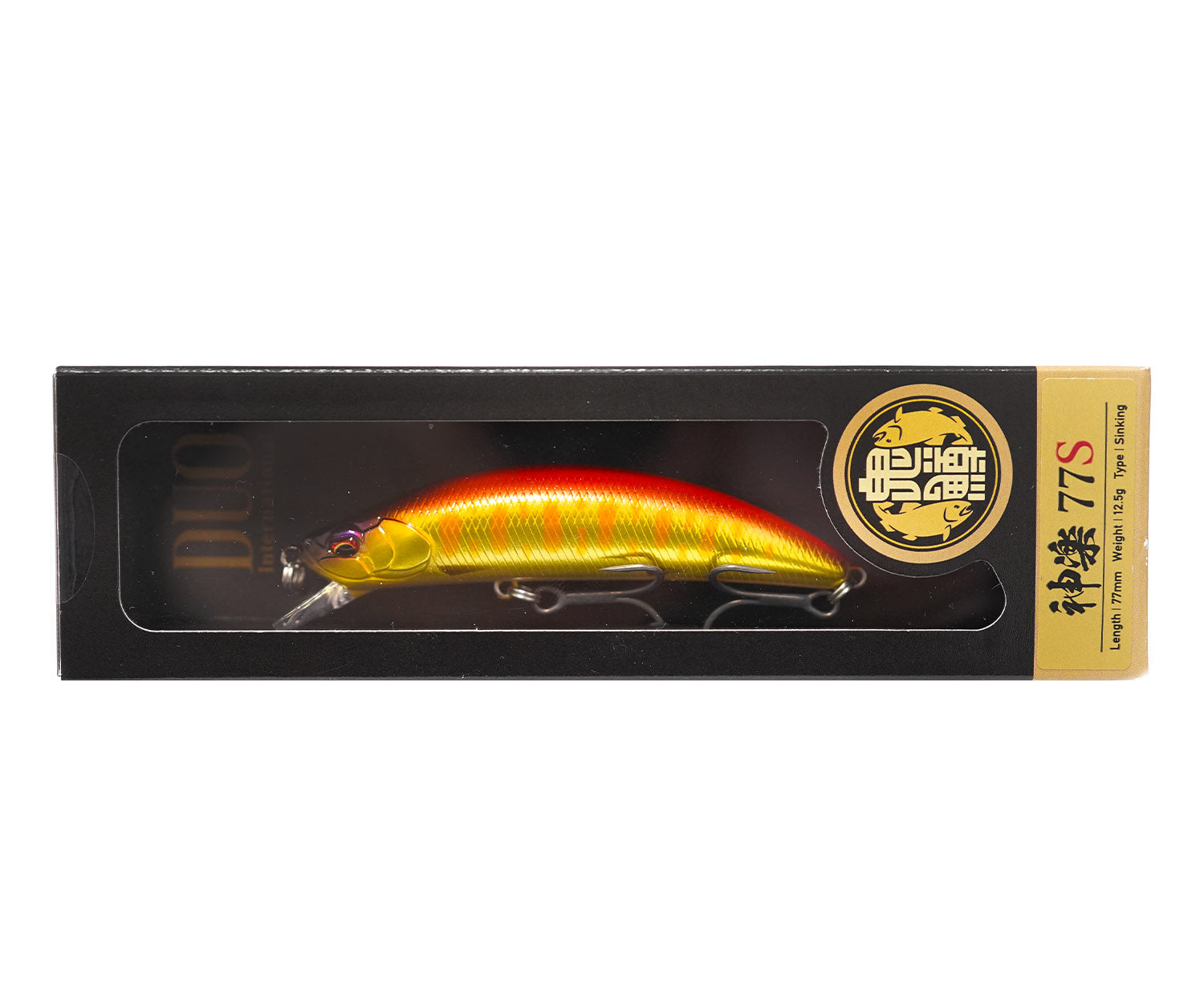 Воблер Duo ONIMASU KAGURA 77S - 7.7cm/12.5gr - Sinking in packaging design.