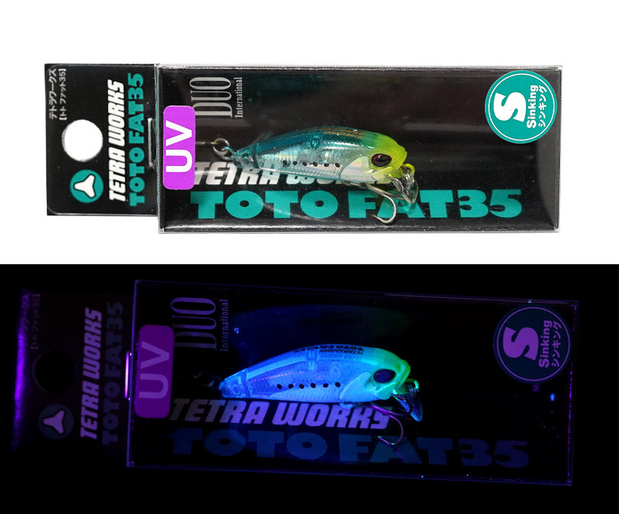 Воблер Duo TETRA WORKS TOTO FAT 35S - 3.5cm/2.1gr - Sinking in UV light display.