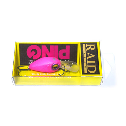 Воблер RAID LEVEL CRANK PING - 3.25cm/3.5gr - Floating in pink packaging with hooks.
