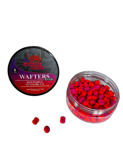Miterson Premium Wafters Band - 8mm red-purple tutti-frutti with container and loose wafters for fishing