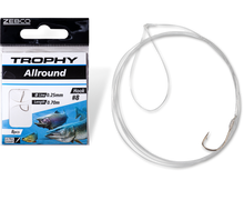 Вързани куки ZEBCO ALLROUND SILVER - 70cm в опаковка, включваща 8 изключително остри куки на монофил.